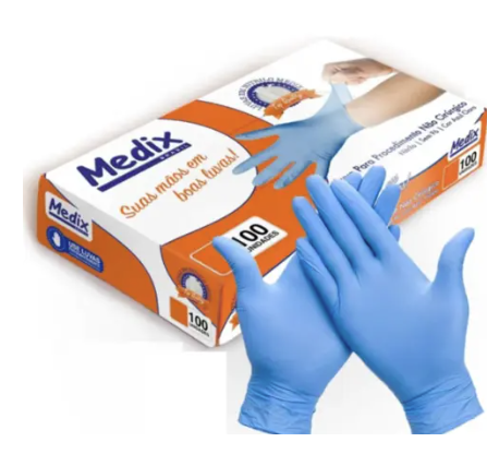 MEDIX - LUVA NITRILICA AZUL SEM PO (P) - PT.100UN (12030)