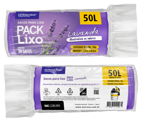 PACK LIXO LAVANDA 050 LITROS 63X80 FD 10X30 UN