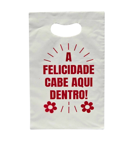 VLPK - SACOLA PIGMENTADA 20 X 30 BRANCA IMP. MODELO FELICIDADE - PT.50UN