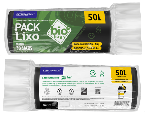 PACK LIXO BIOBAGS 050 LITROS PRETO 63X80 FD 10X30 UN
