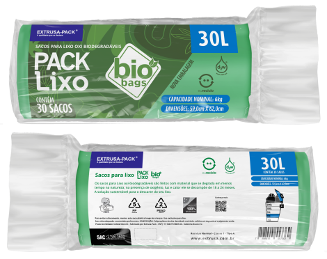 PACK LIXO BIOBAGS 030 LITROS VERDE 59X62 RL 30 UN