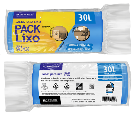 PACK LIXO 030 LITROS AZUL 59X62 FD 10X50 UN